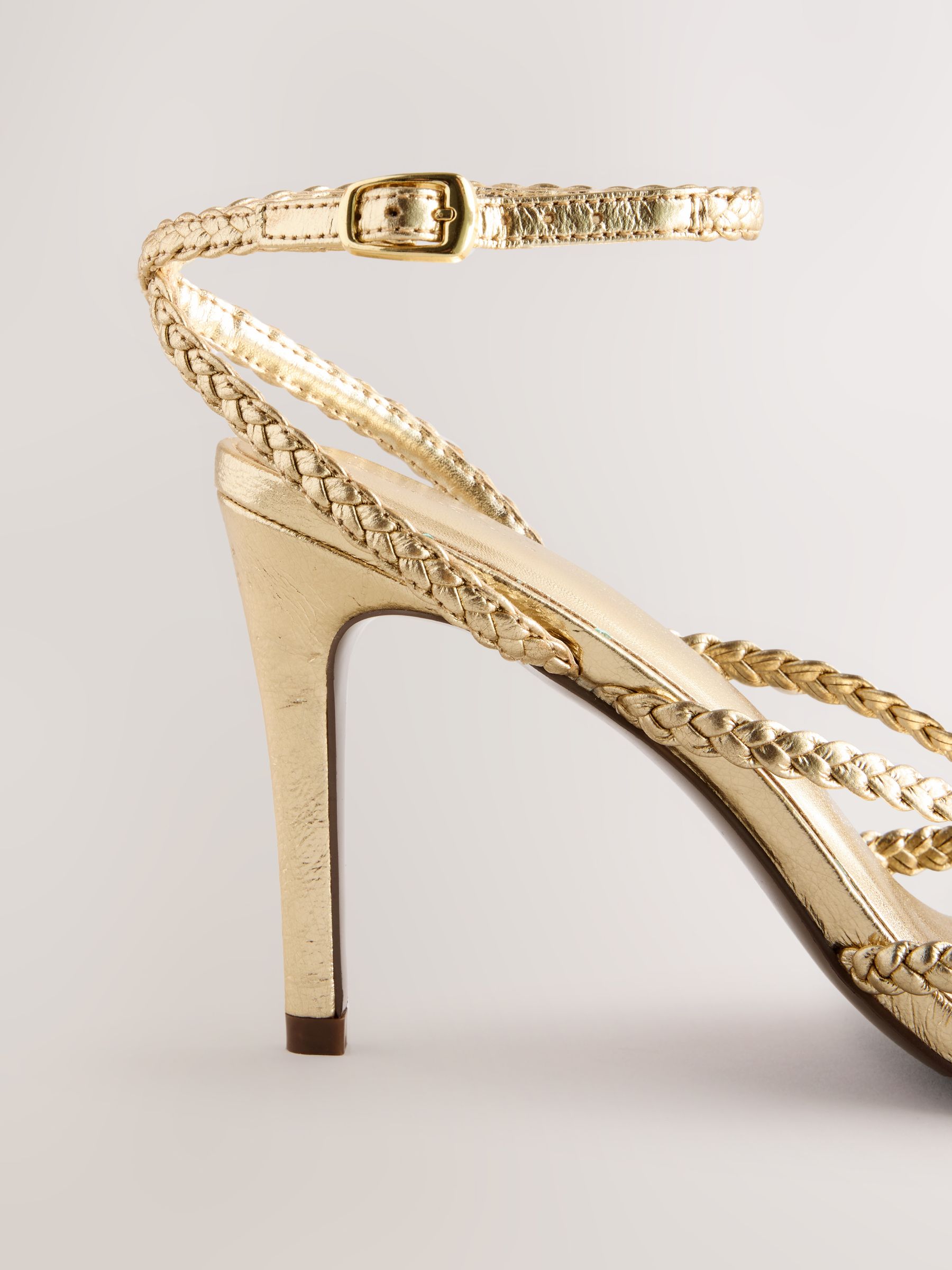 Goud - Plaited Strappy Heeled Sandals
