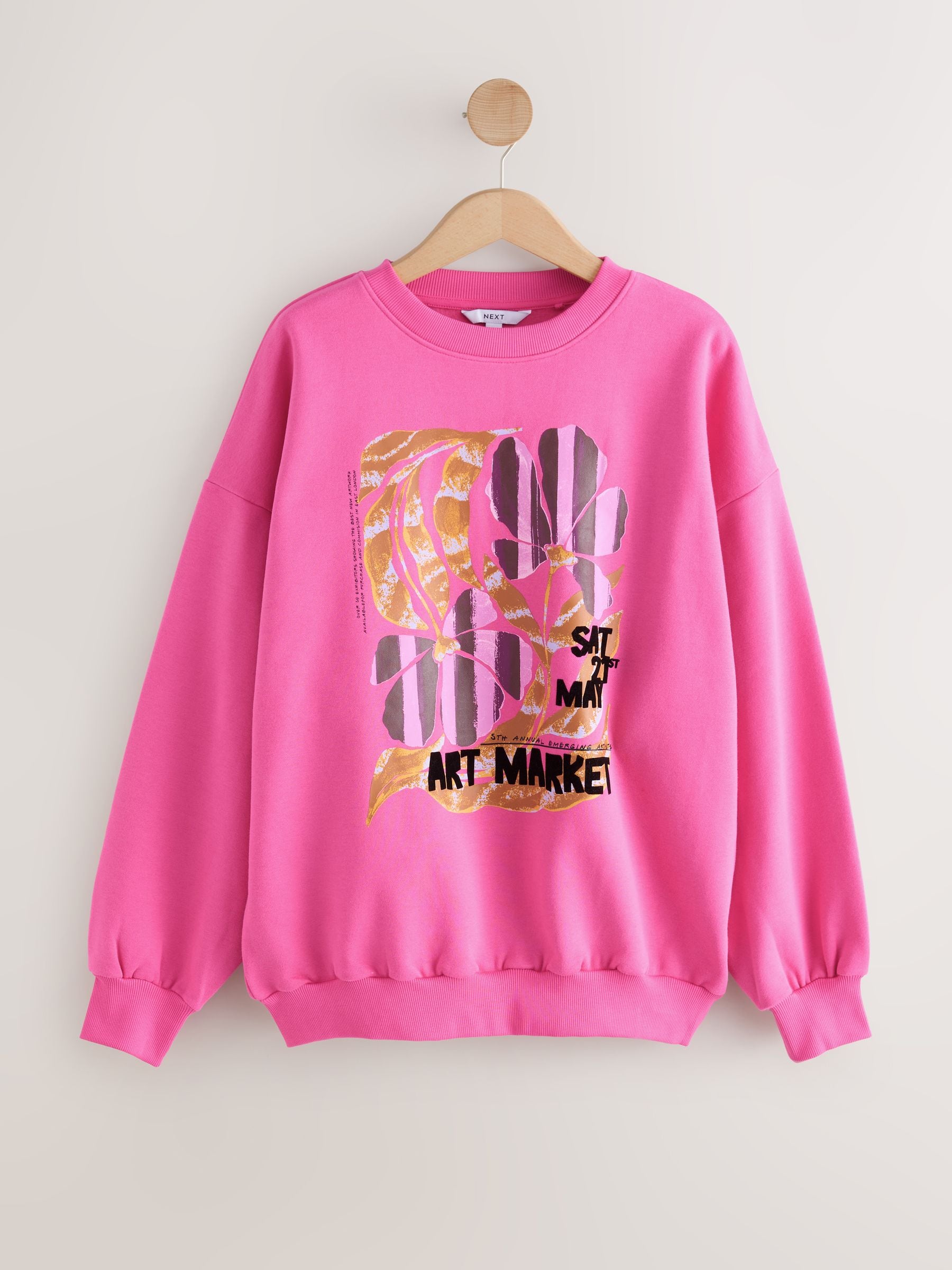 Roze - Cotton Rich Fruit Art Graphic Longsleeve Crewneck Sweatshirt