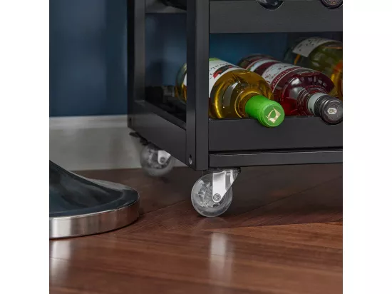 Desserte Chariot De Cuisine De Service Roulant, Meuble Armoire De Rangement Cusine Noir, Fkw45-sch