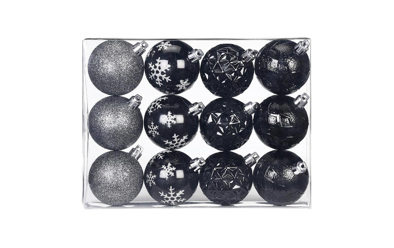 Weihnachtsbaumkugel »Inge Kugelsortiment, Schwarz-Mix, 12 Stk.«
