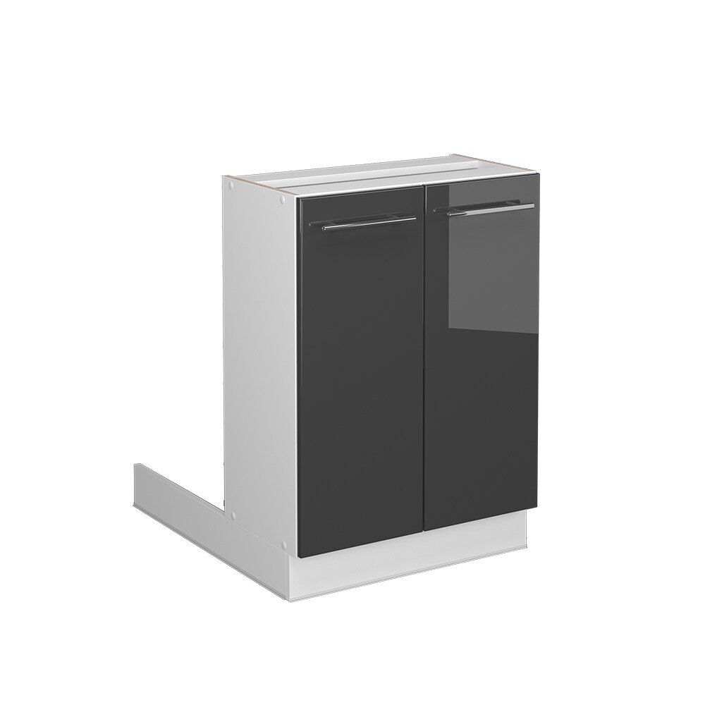Vicco Regalinselunterschrank Küchenschrank Küchenmöbel Fame-Line Weiß Anthrazit 60 cm modern Hochglanz Küche Einbauküche Kücheninsel Drehtür Einlegeboden Blende Küchenunterschrank Küchenzeile