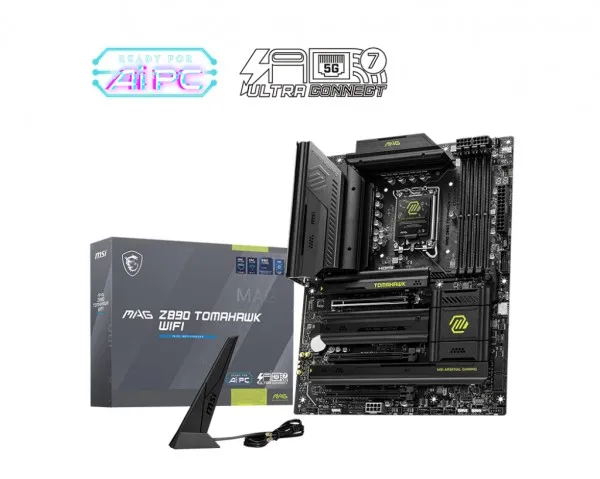MSI MAG Z890 TOMAHAWK WIFI - Bundkort - ATX - LGA1851 sokkel - Z890 Chipset - USB 3.2 Gen 1, USB 3.2 Gen 2, USB-C 3.2 Gen2, USB4, USB-C 3.2 Gen 2x2 - 5 Gigabit Ethernet, Wi-Fi 7, Bluetooth - onboard grafik (CPU påkrævet) - HD Audio (8-kanaler)