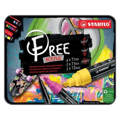 STABILO FREE - Kit de création 11 marqueurs acryliques - pointes mixtes
