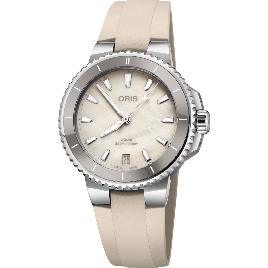 Oris Aquis Date Creme / Kautschuk Ø 36.5mm