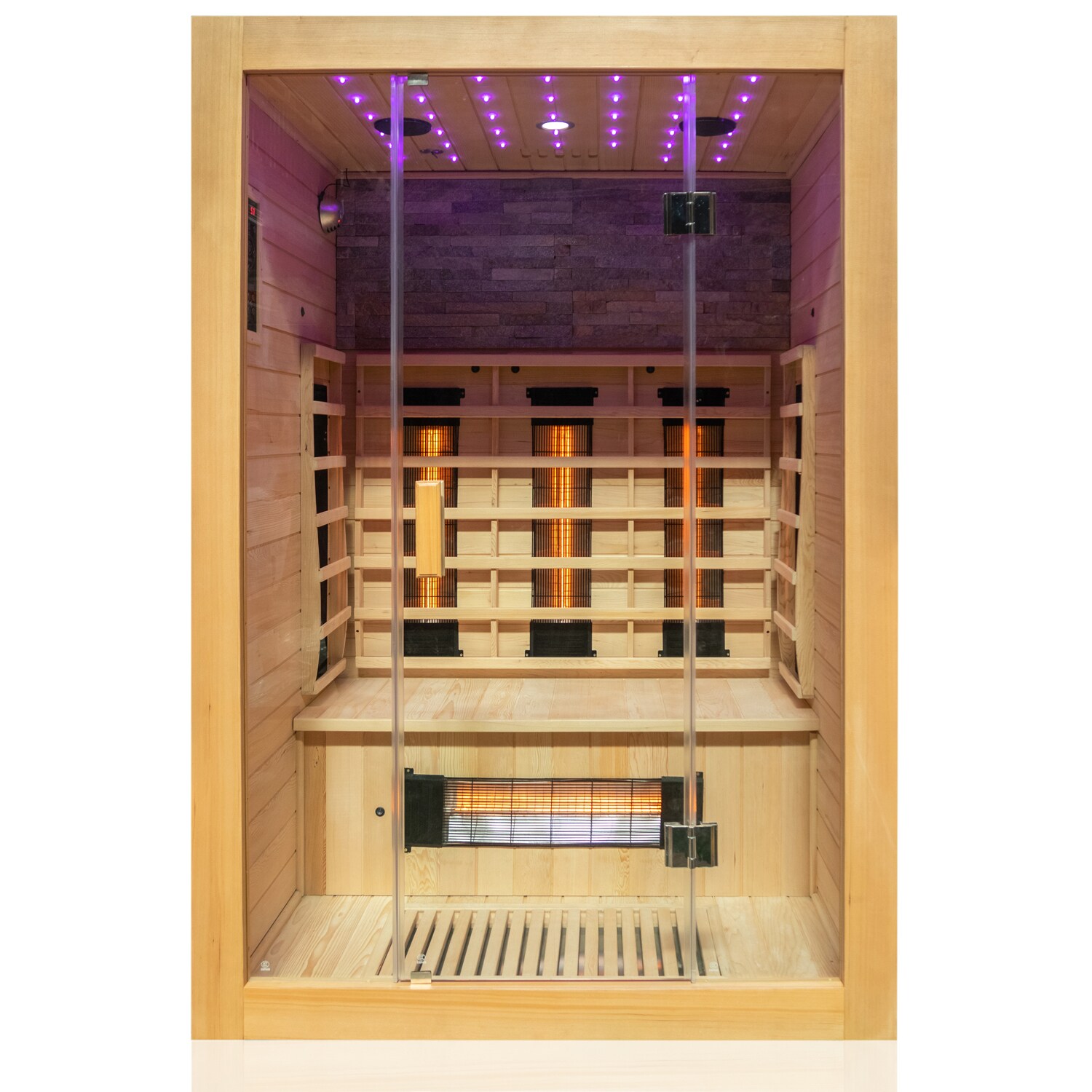 Dewello® Infrarotkabine Infrarotsauna MILTON 135cm x 105cm inkl. 6 Vollspektrumstrahler, Bodenstrahler, 2 Personen, LED