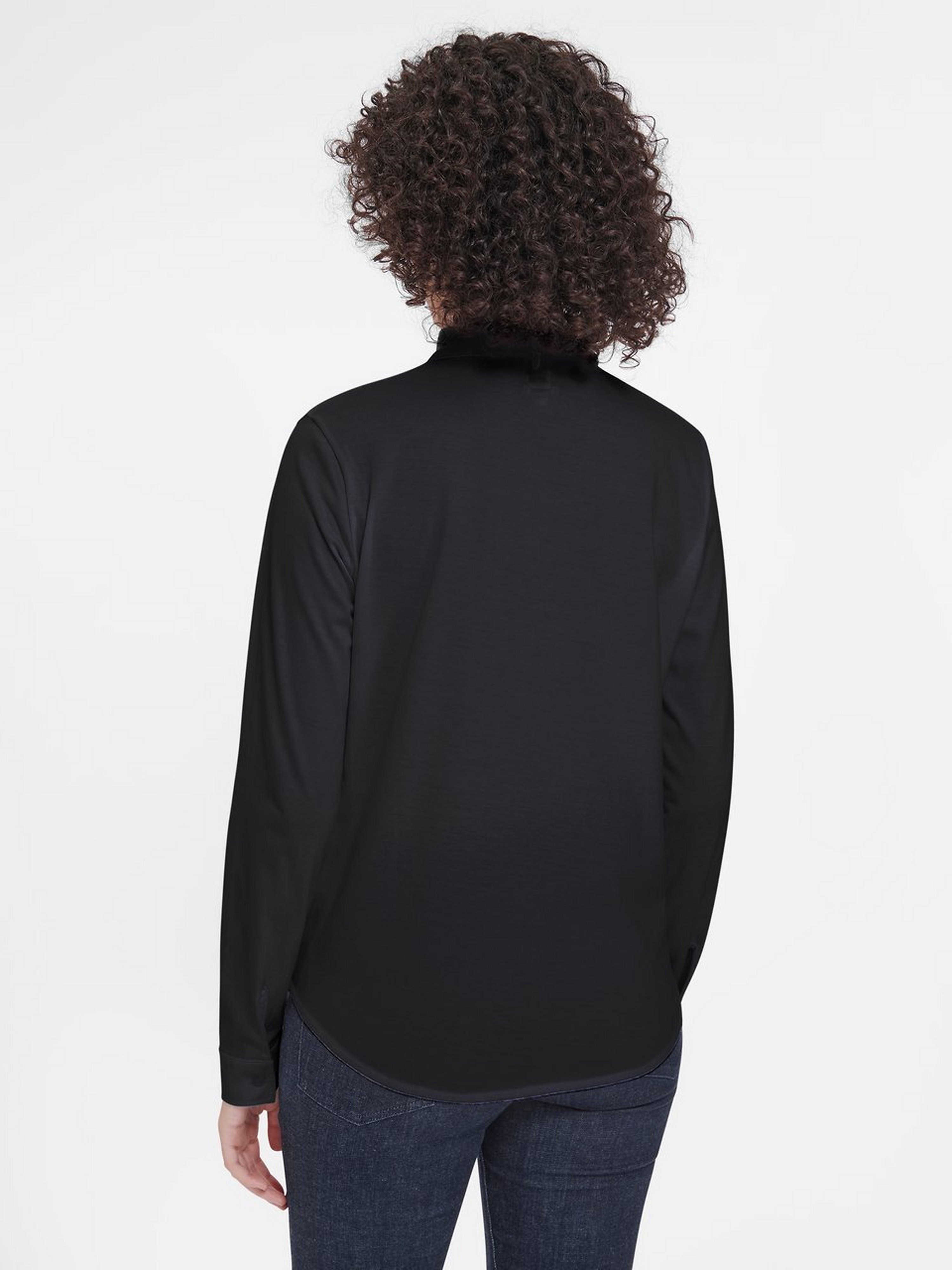 Jersey-Bluse mit Hemdkragen