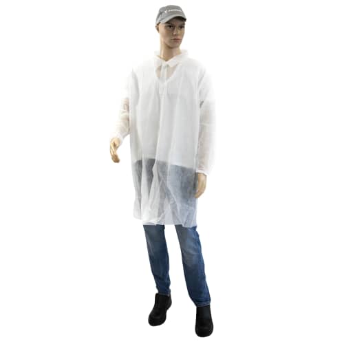 Blouse PLP 25g/m² à pressions élastiques poignets blanc
