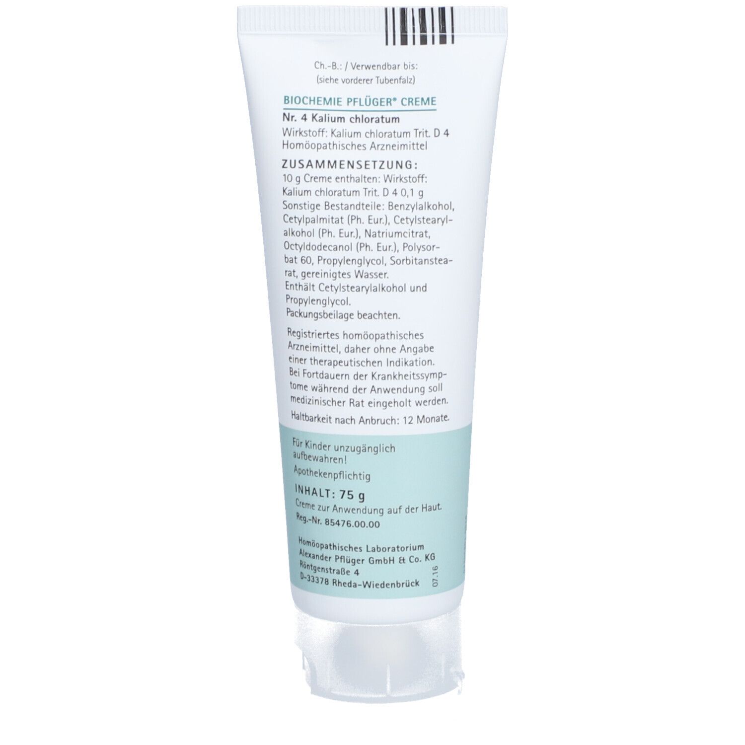 Biochemie Pflüger® Nr. 4 Kalium chloratum D4 Creme