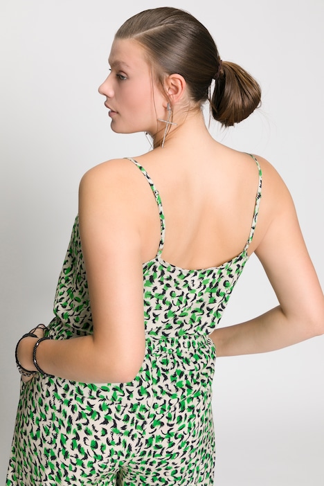 Top, Animal Print, V-Ausschnitt, Spaghettiträger