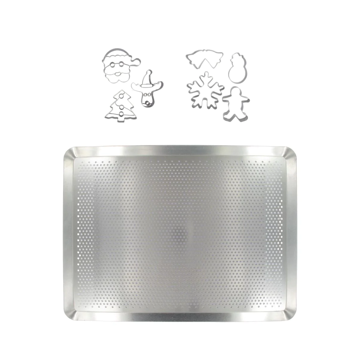 Plaque de cuisson four microperforée de 40 x 30 cm et 7 emporte-pièces