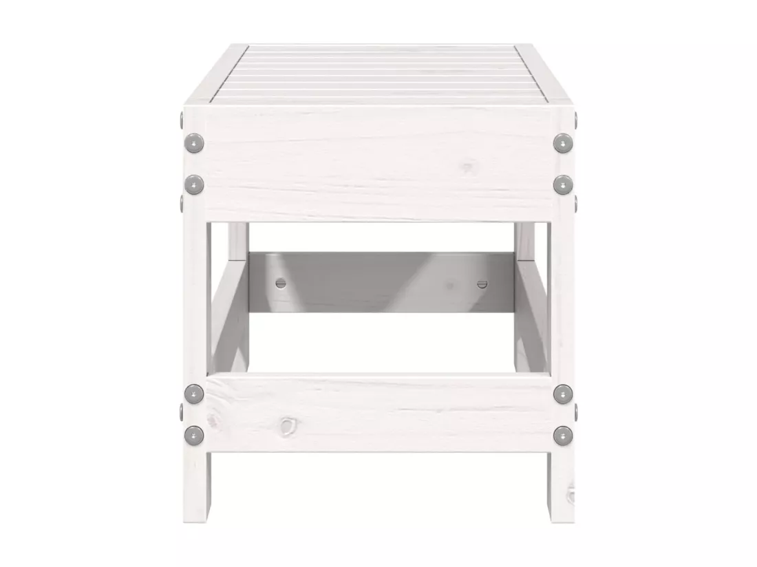 Repose-pied de jardin blanc 62x30x32 cm bois de pin massif