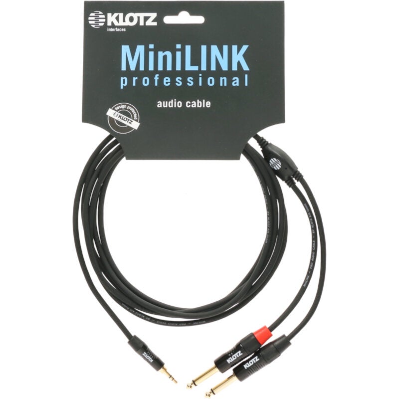 Klotz KY5-300 MiniLink Pro Y-kabel 3.5mm 3p - 2x 6.35mm 2p 3 meter