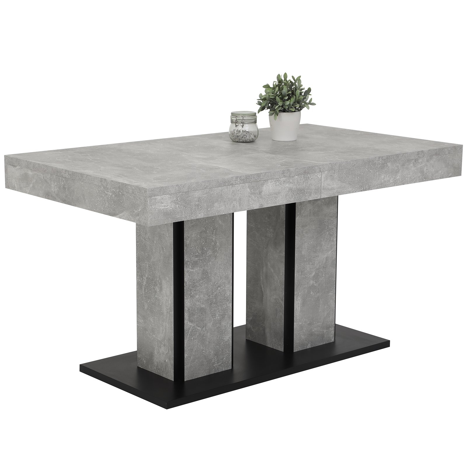 Esstisch - Betonoptik-anthrazit - ausziehbar bis 180 cm
