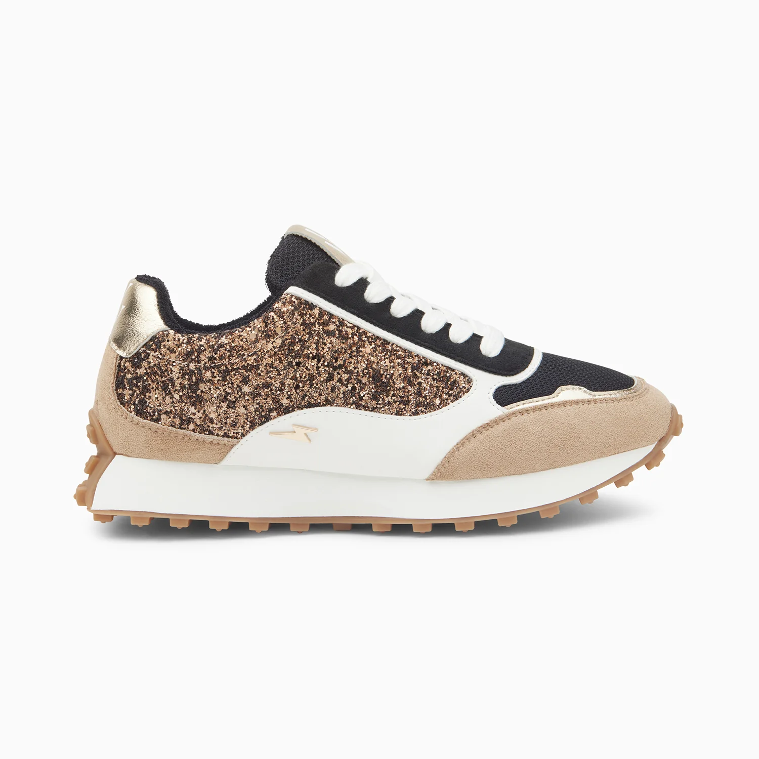 Sneakers-Baskets Cassandra bronze à paillettes et semelle running