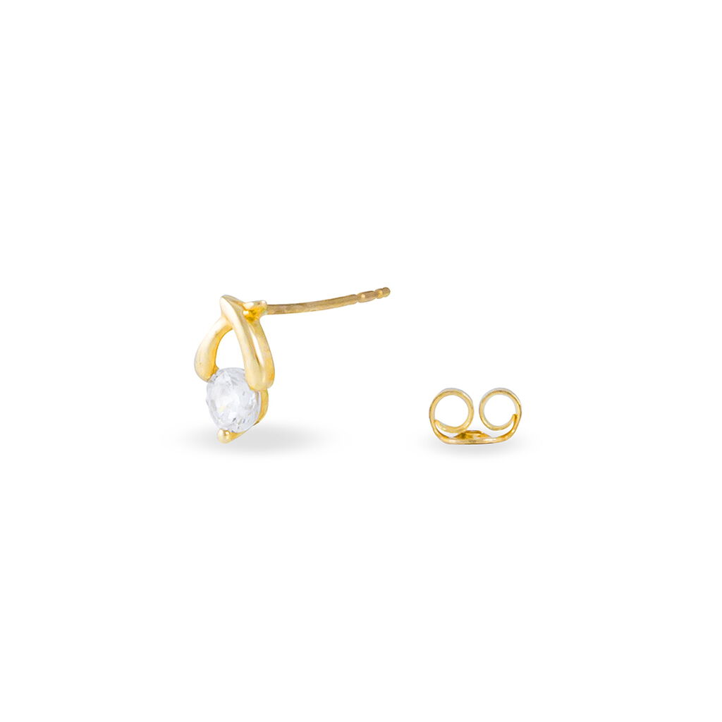 Boucles D'oreilles Puces Alvina Ruban Or Jaune Oxyde De Zirconium