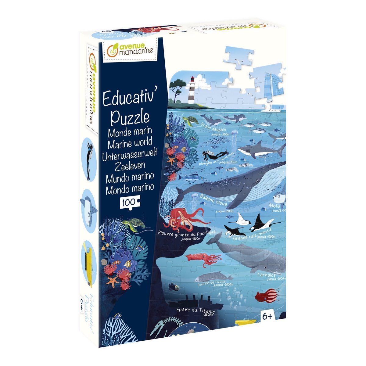 Puzzle éducatif 100 pièces monde sous-marin