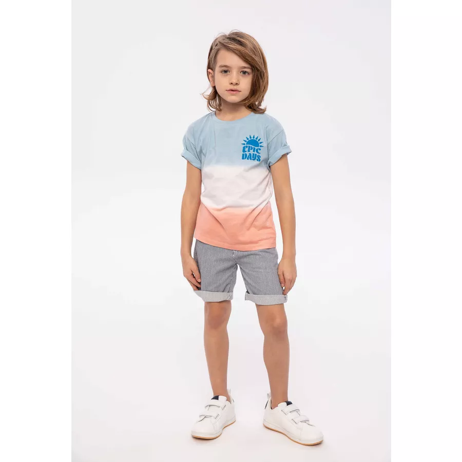MINOTI T-Shirt Epic Days HellblauWeißLachsrot