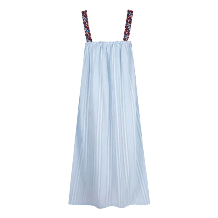 JoSephine Robe Mojito Broderies Rayures | Bleu ciel