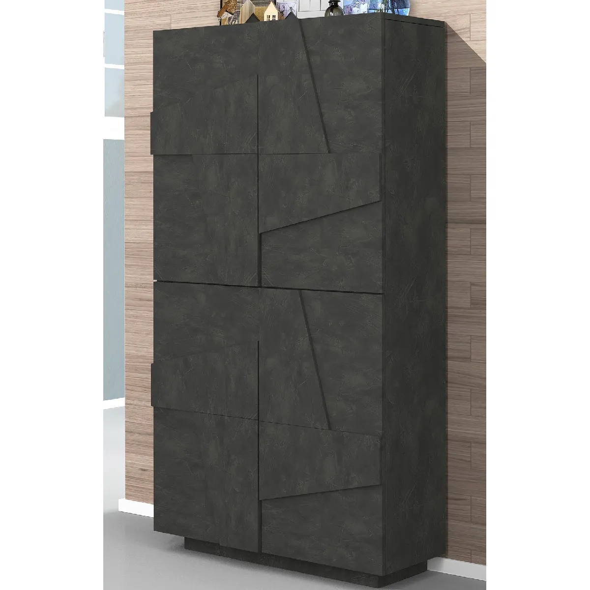 Alter Étagère 4 Portes Gris Cendré