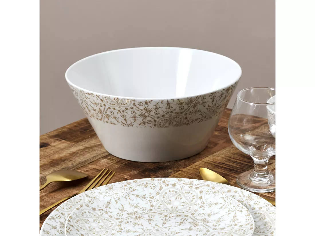 Saladier Porcelaine Motif Faience D25cm