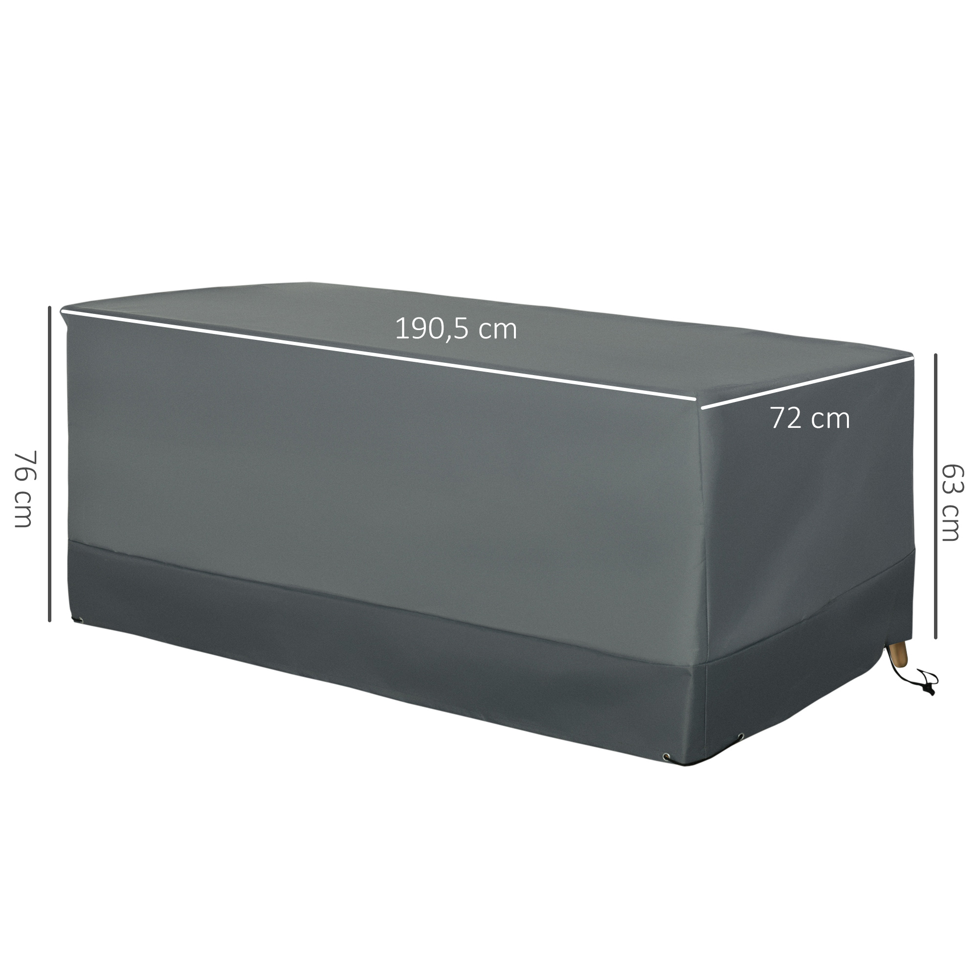 Capa protetora Outsunny para móveis de jardim, tecido Oxford 600D, capa impermeável para mesas, cadeiras, sofás e móveis de exterior com cordão e fivela, 190,5 x 72 x 76 cm, cinza.