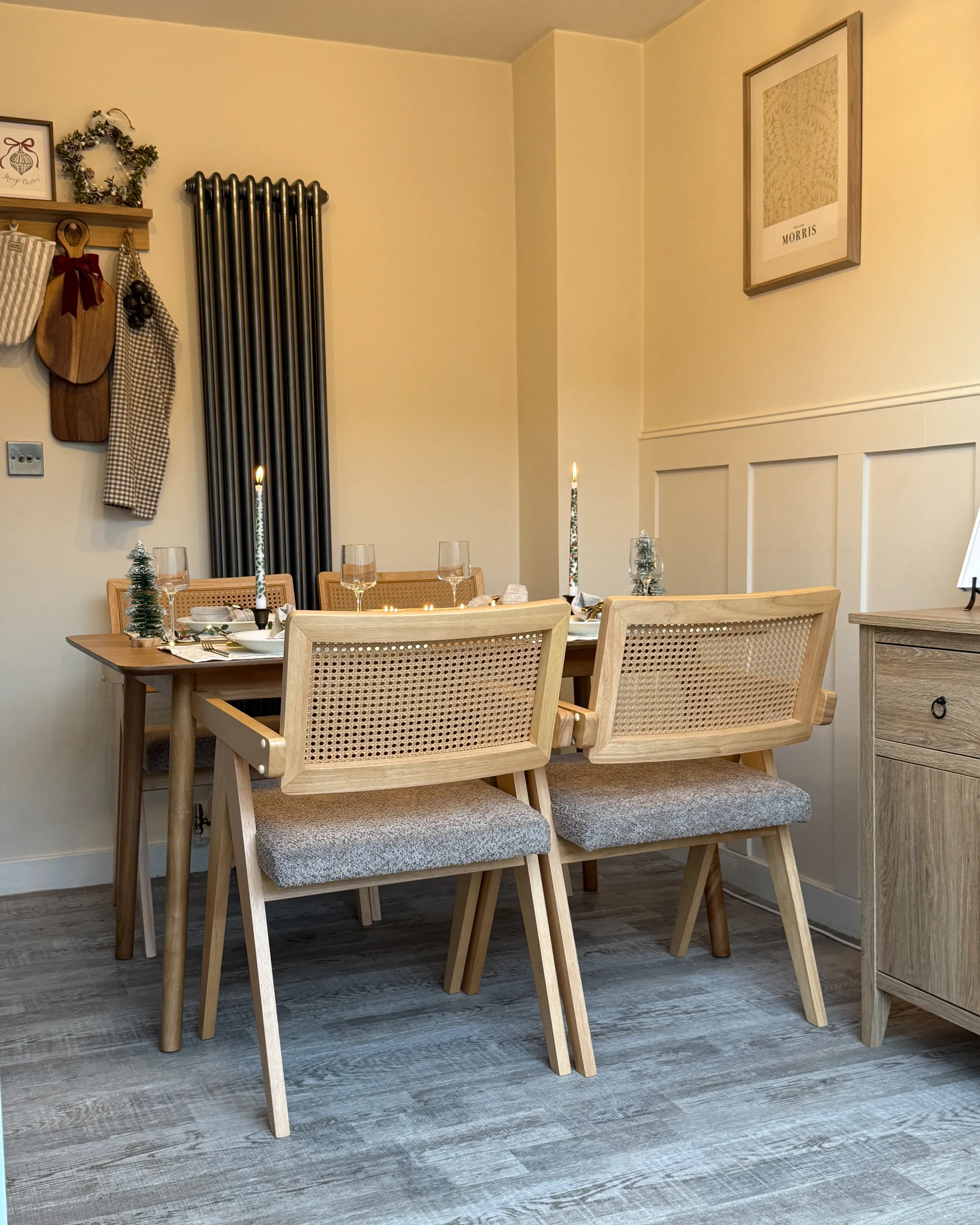 Set van 2 eetkamerstoelen AVA Hout Lichtbruin/taupe