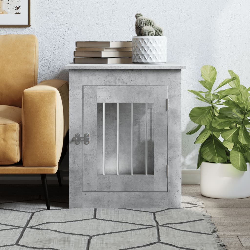 gaiola para cães vidaXL em madeira engenheirada cinza concreto 45x62x59 cm