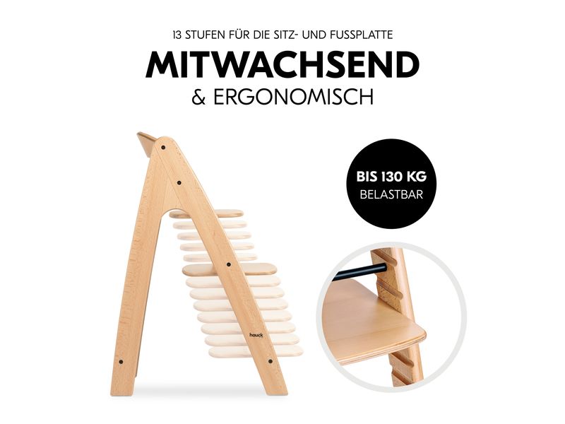 Hauck Hochstuhl Arketa N Play Beech Stilvolle Holzhochstuhl mit Play Tray im Set