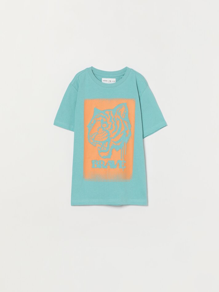 Pacote com 2 camisetas estampadas - Turquesa Escuro