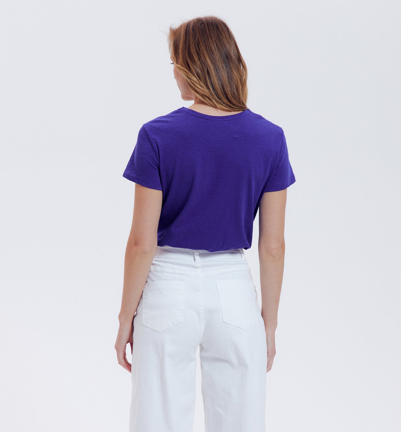 T-shirt col V Femme - Bleu