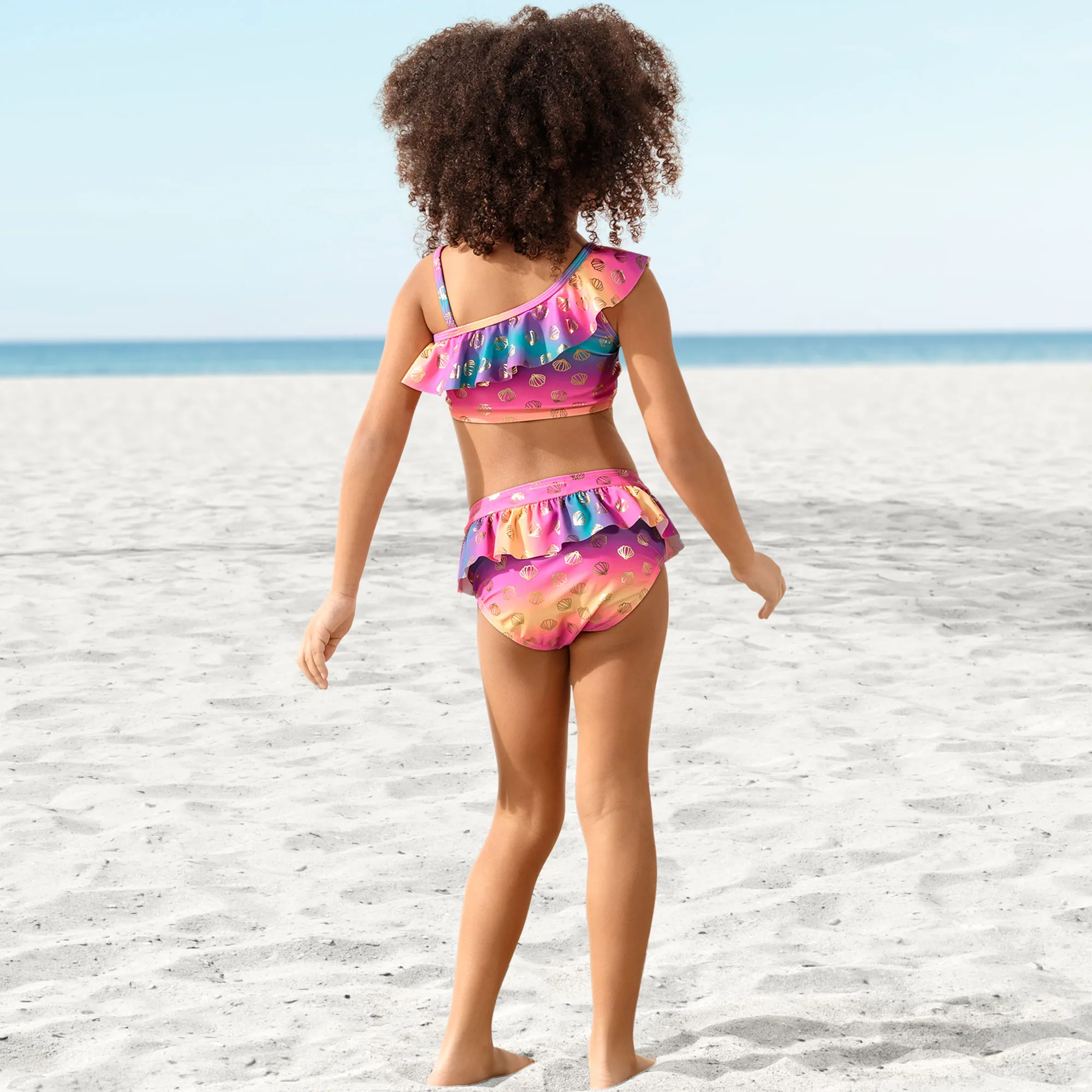 Kinder-Mädchen-Bikini-Set mit Volant, 2-teilig