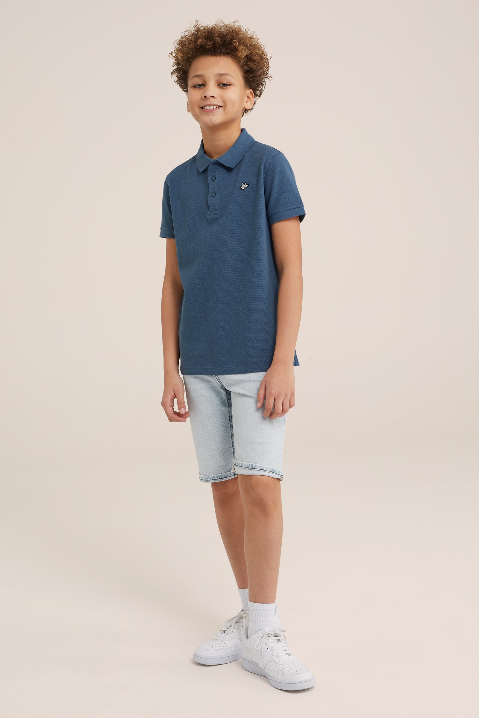 Jongens slim fit denimshort van jog denim Blue Ridge IJsblauw