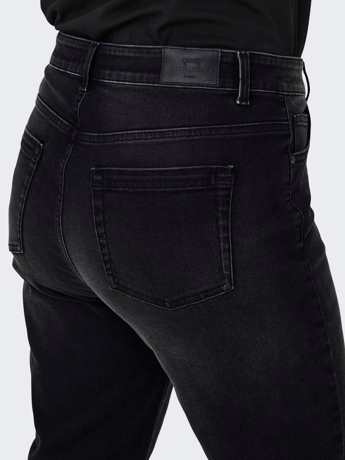 CARWILLY Hohe Taille Gerade geschnitten Jeans Washed Black