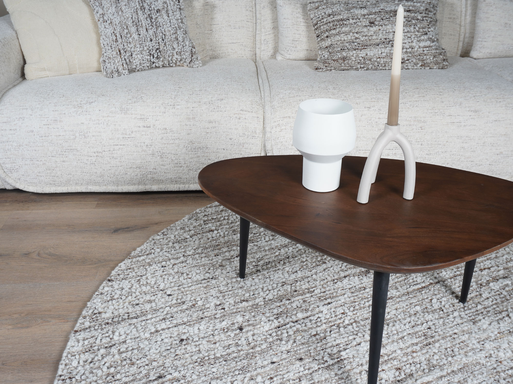 Vloerkleed Mica Naturel/Brown Rond ø200 cm