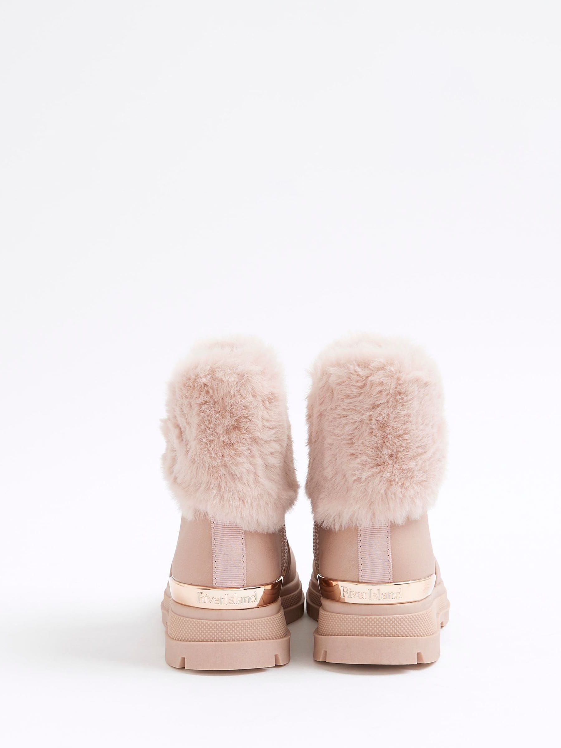 River Island Girls Heart Bow Fur Boots