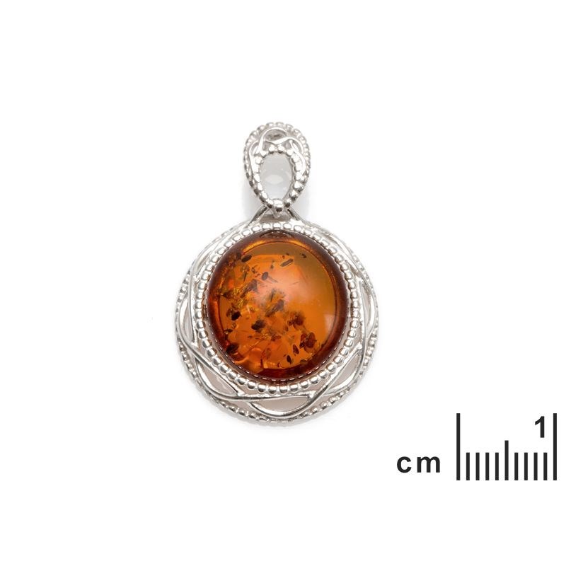 Pendentif argent 925 Ambre veritable de la mer Baltique