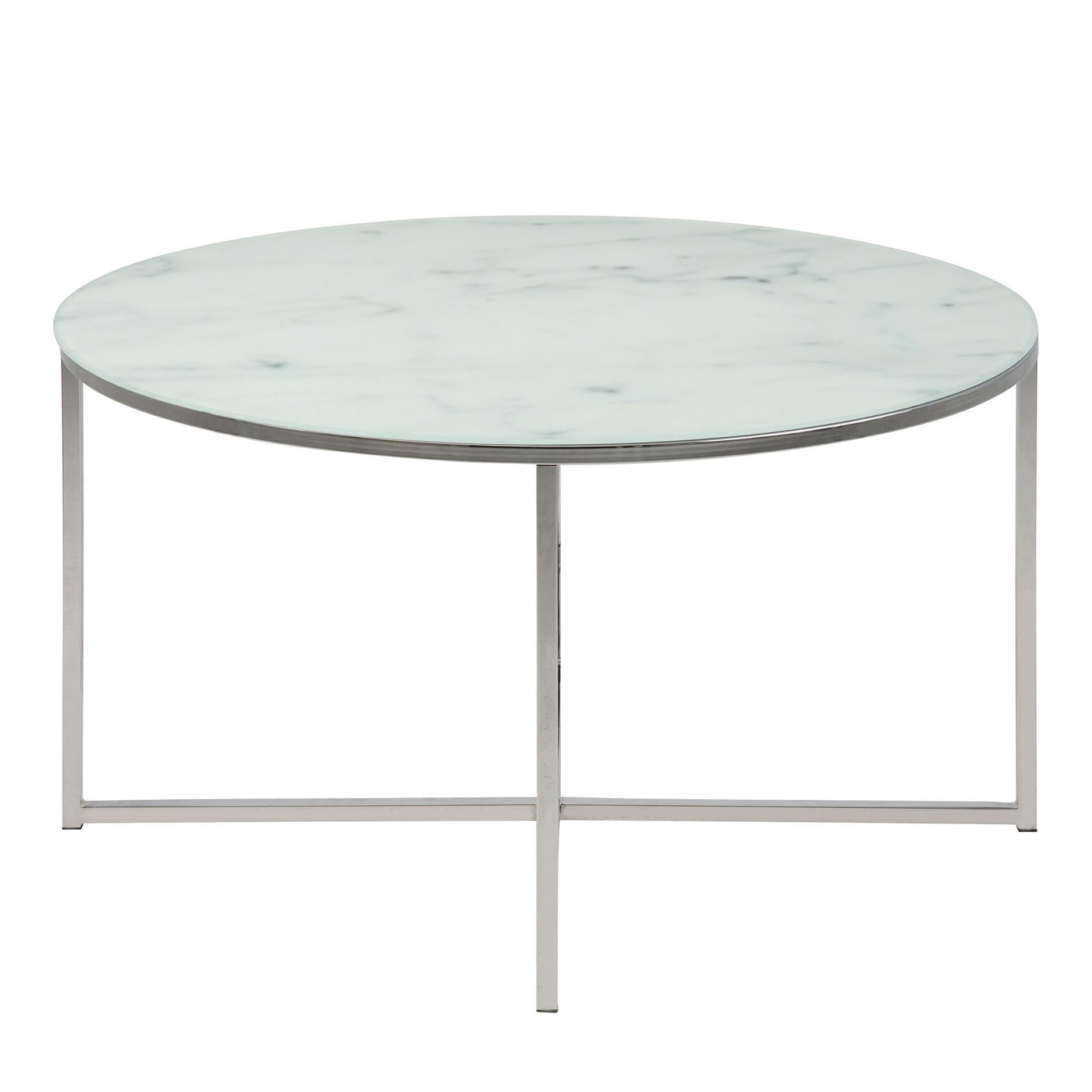 Couchtisch ALISMA - weiß-chromfarben - Ø 80 cm