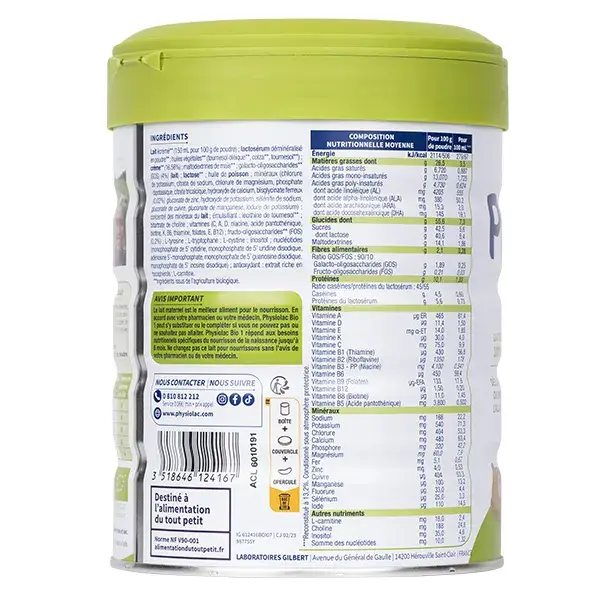 Leite Infantil Orgânico Physiolac 1ª Etapa 800g