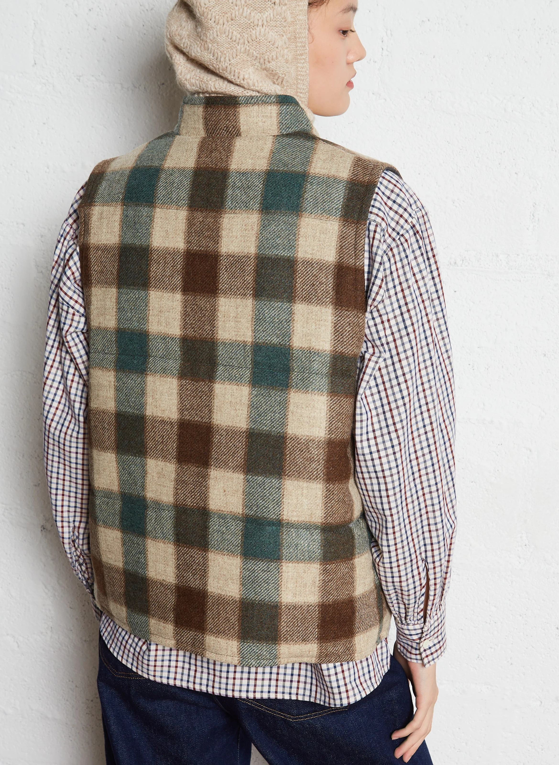 VARSO - Veste sans manches col montant droite en laine | Beige