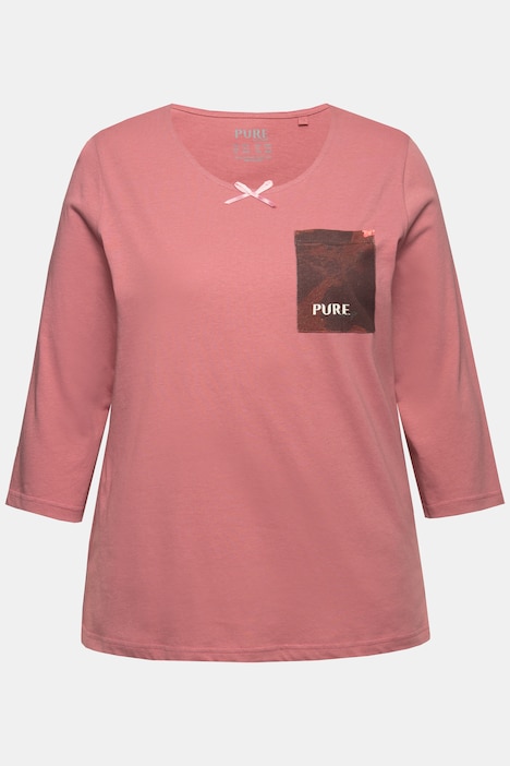Pyjamashirt, U-Boot-Ausschnitt, 3/4-Arm, Biobaumwolle