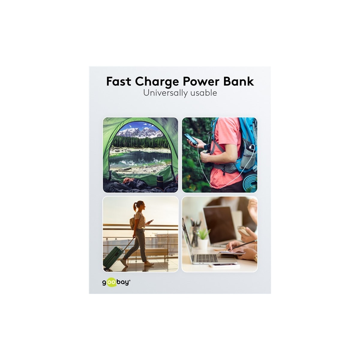 Goobay Hurtigladende Powerbank 10 000 mAh (USB-C™ PD, QC 3.0)
