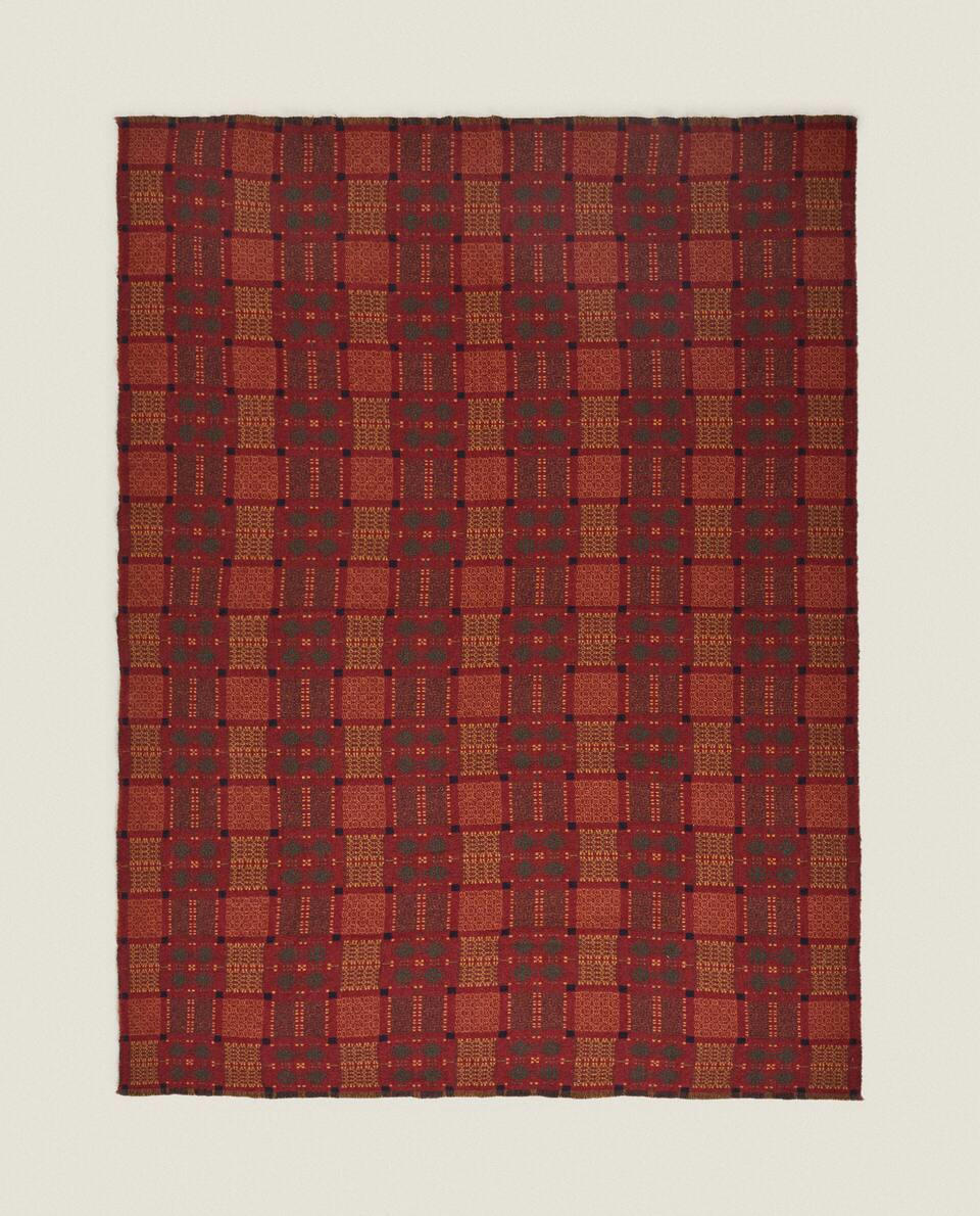Manta de lã jacquard multicolorida para o Natal