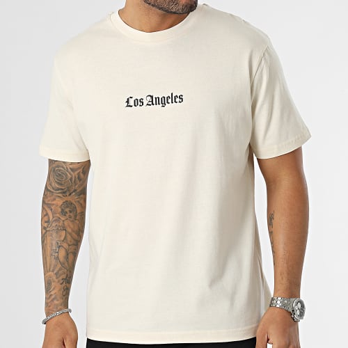Tee Shirt Oversize Large Los Angeles Basket Ball Beige