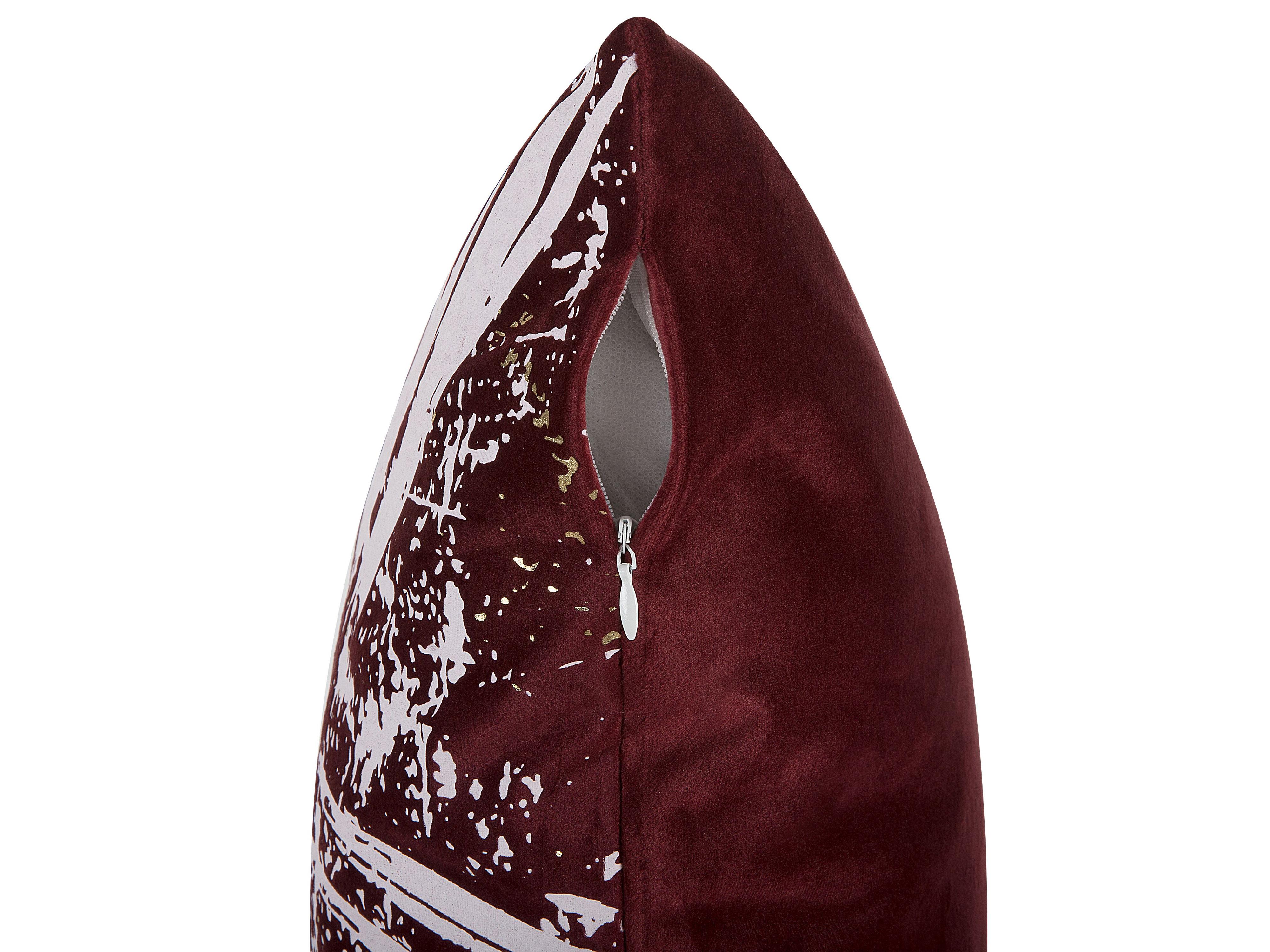 Set van 2 sierkussens CALLA Fluweel 45 x 45 cm Rood bladpatroon