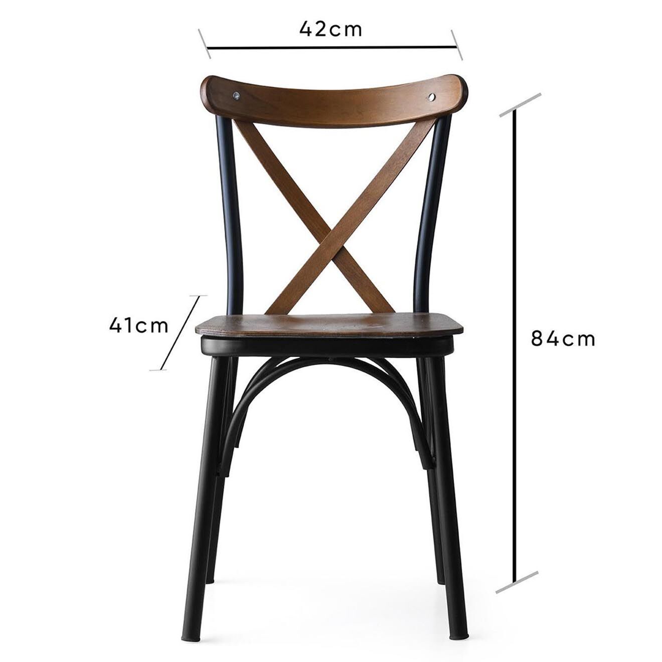 Wooden Art 4 chaises ahsa marron/noir - 42x84x41 cm