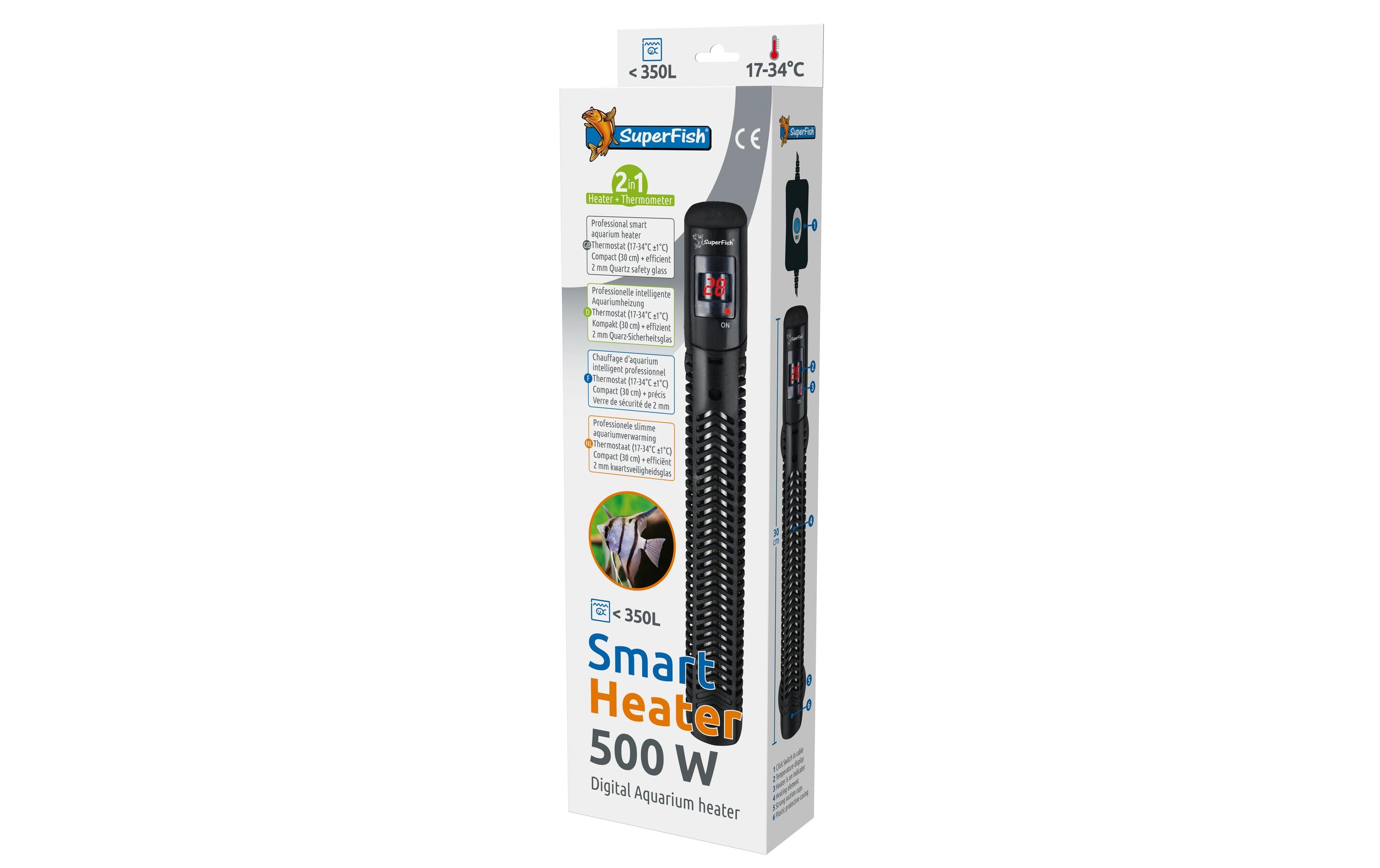 Smart Heater 500 WattDigitaler Smart-Aquarienheizer mit eingebautem Thermometer