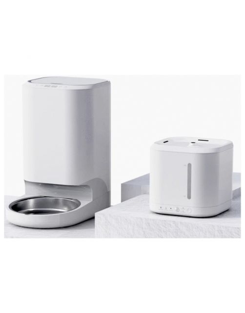 Petlux Voerautomaat Met App - Kattenvoerbak - 23x23x42 cm Wit Grijs M