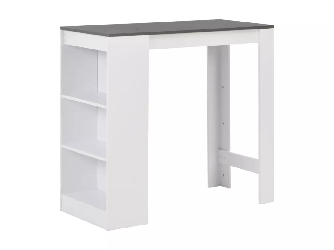 Table de bar avec étagère Blanc 110x50x103 cm