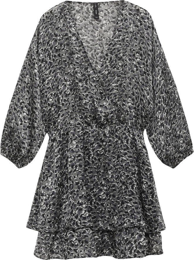 MANGO Animal-print ruffled dress Black