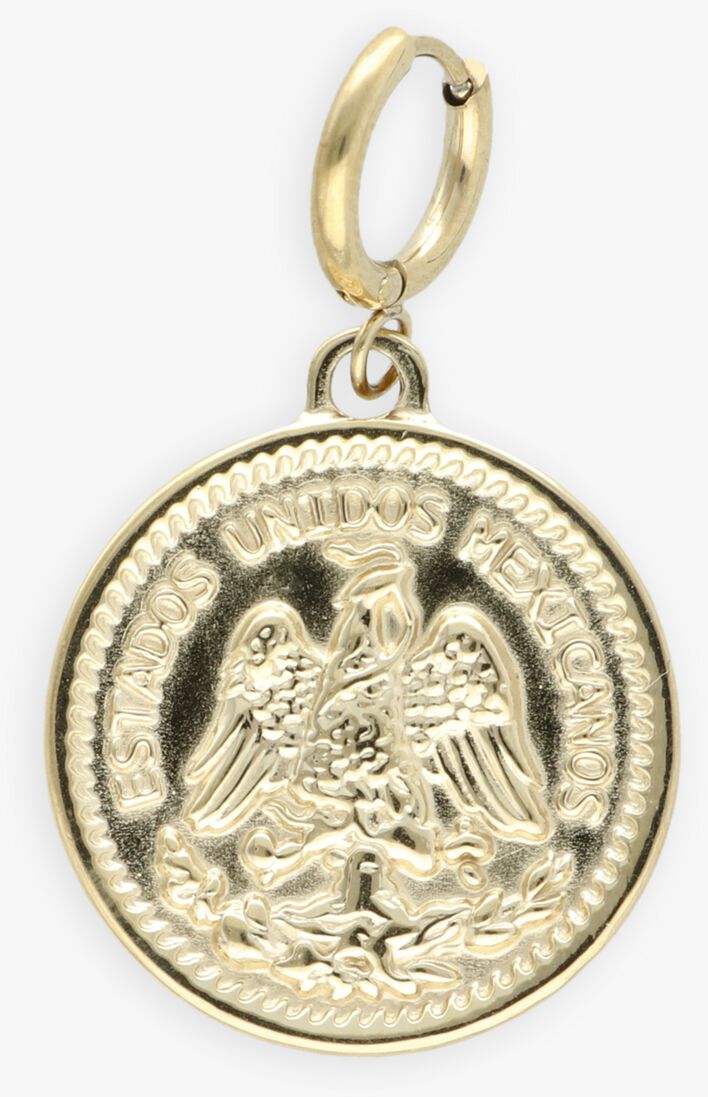 goudkleurig bonnie studios oorbellen big coin pendant